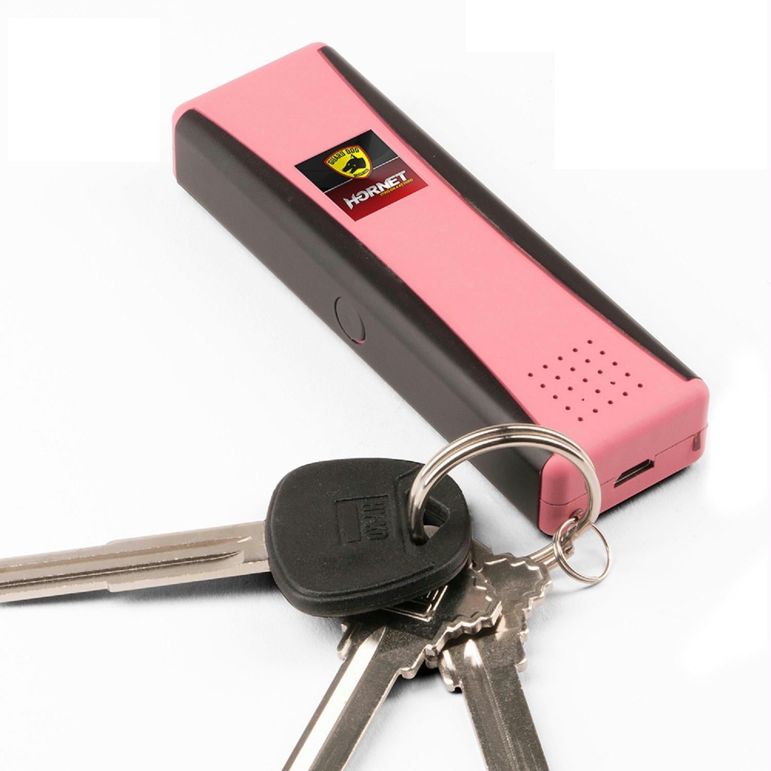 Guard Dog LED Stun Gun Keychain-120dB Alarm - Recharge Pink