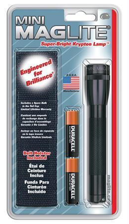 Maglite Mini 2-Cell AA Flashlight with Holster, Black