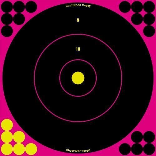 Birchwood Casey Shoot-N-C Pink 12in Bulls-Eye Target 12pk