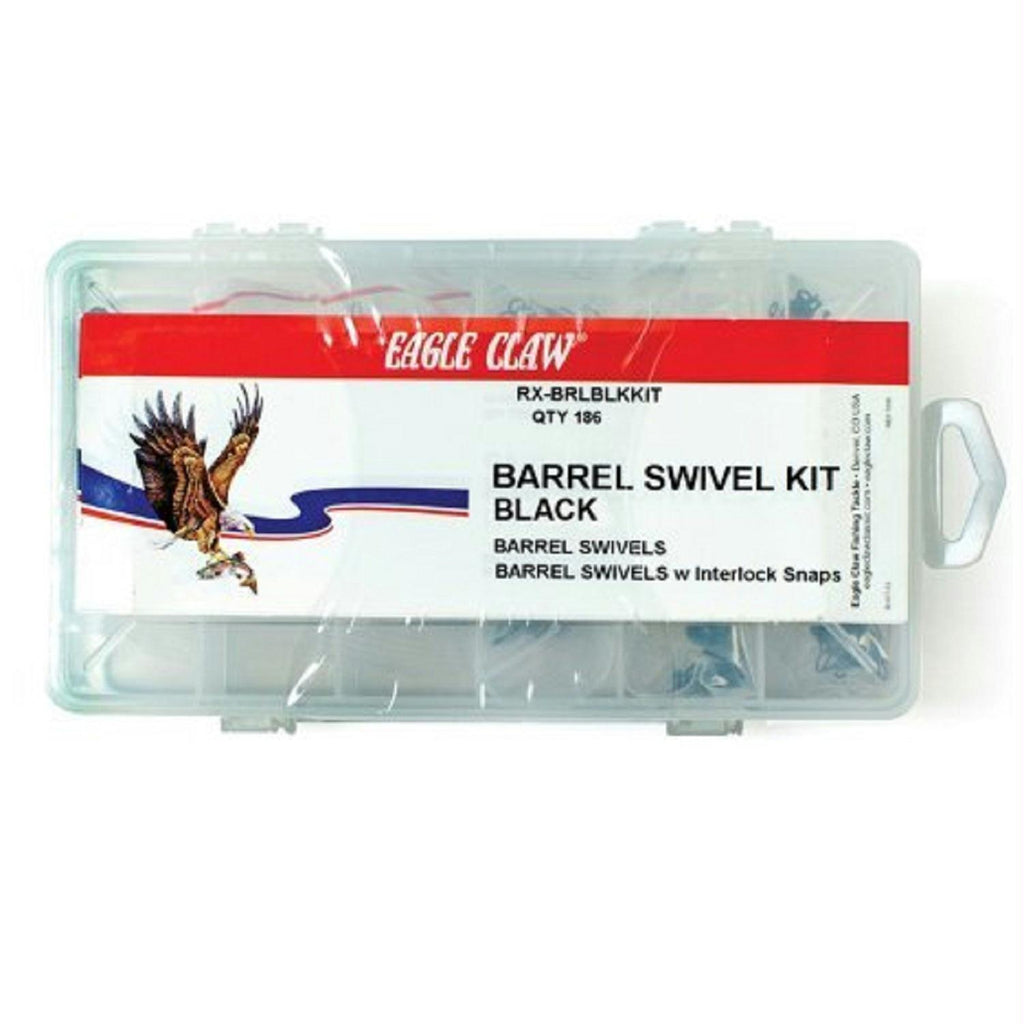 Eagle Claw Black Barrel Swivel Kit with 186 Pieces