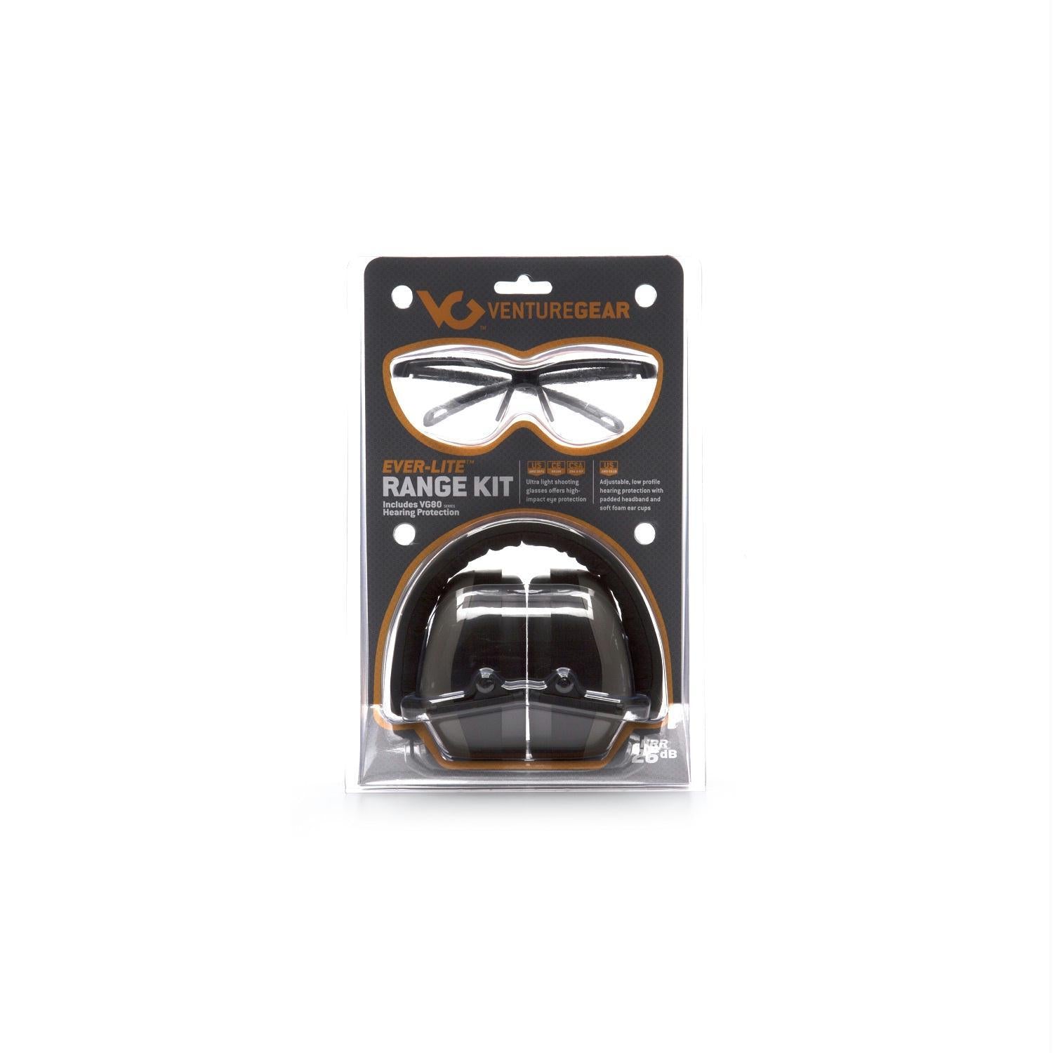 Venture Gear Ever-Lite Range Kit Clear Lens-Gray Ear Muff