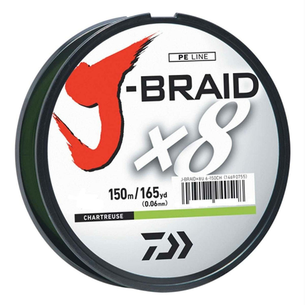 Daiwa J-Braid X8 Filler Spool 150M Chartreuse 50 lb. Test