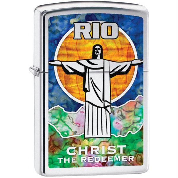 Zippo High Polish Chrome Fusion Christ the Redeemer Lighter